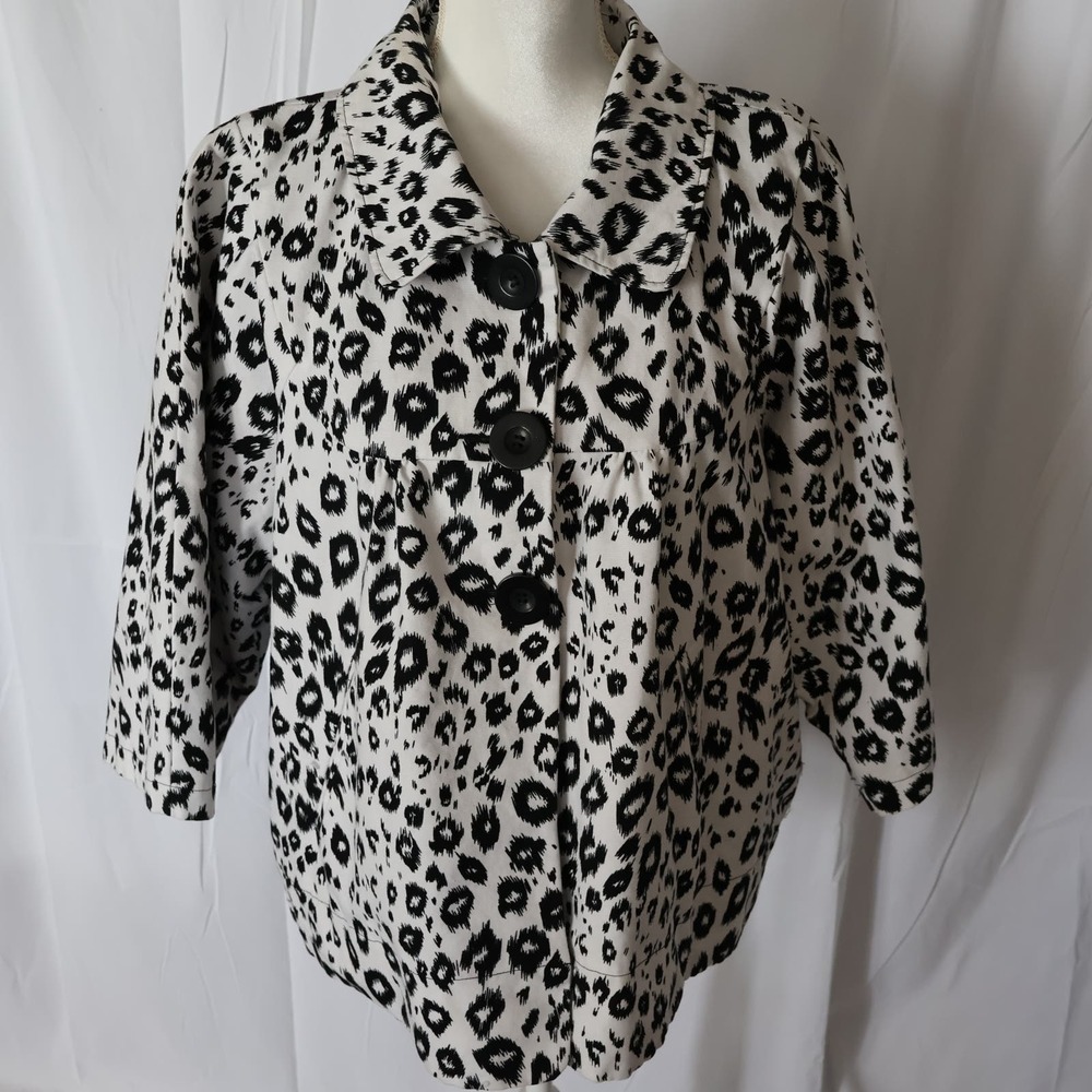 Paris Blues Y2K Baby doll Cropped Blazer Women Size 3X White Black 3/4 sleeves.
